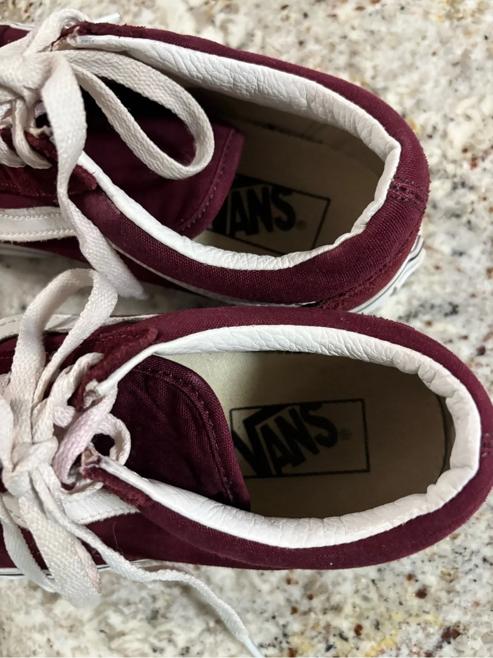 Vans Women's Burgundy and White Old Skool Lace-Up Sneakers